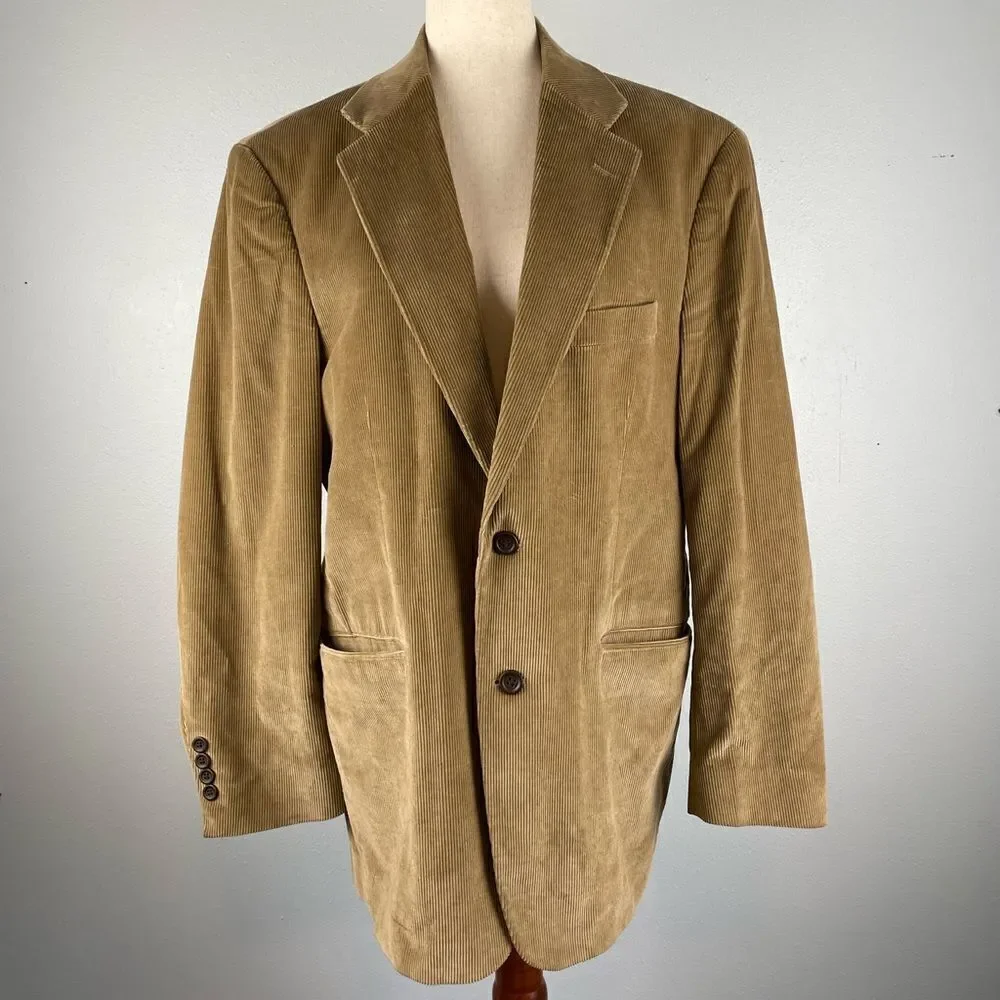 Stafford Essentials Men's Tan Corduroy Blazer Size 42R